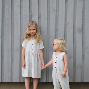 Matching Dress Linen Dress Matching Mommy and Me Striped Dresses Matching Linen Outfit Handmade by OFFON image 5