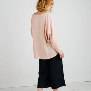 Linen loose fitting blouse / Long sleeve linen top / Handmade by OFFON image 5