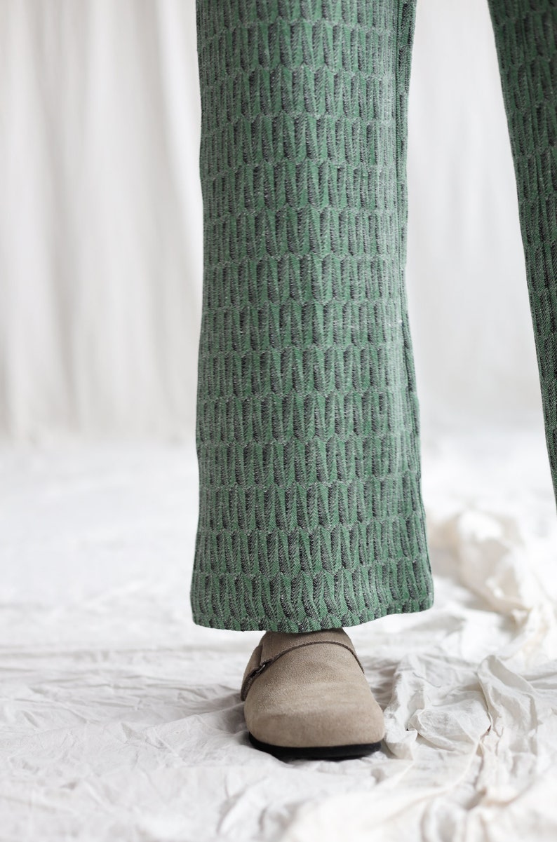 Jacquard linen vintage cut cropped leg culottes OFFON Clothing image 9