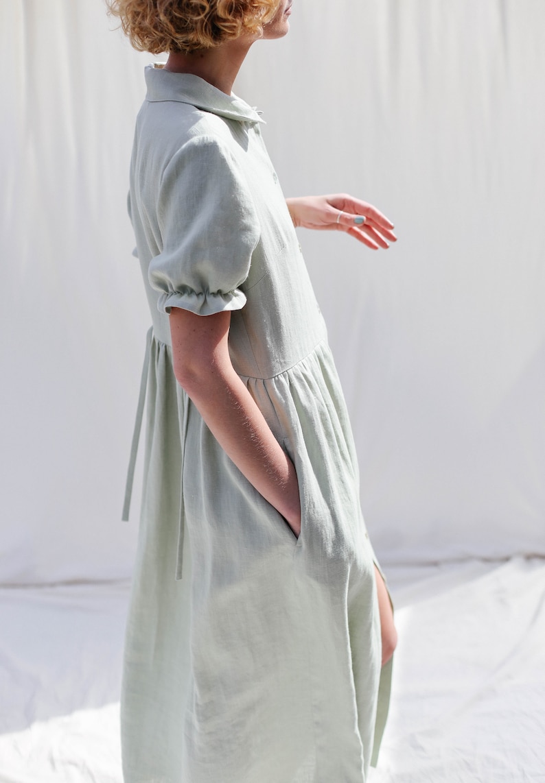 Linen button through dress MAY   Handmade by OFFON. #handmadeclothing #dresses #prairiestyle