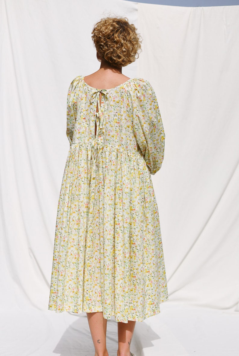 Reversible oversized floral print summer dress yellow INKY FIELDS OFFON Clothing image 9