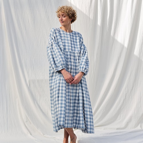 Wide Linen Dress | Japanese Style Kimono Sleeve Loose Dress - Etsy