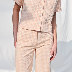 Seersucker vintage cut gingham two pieces suit OFFON Clothing image 7