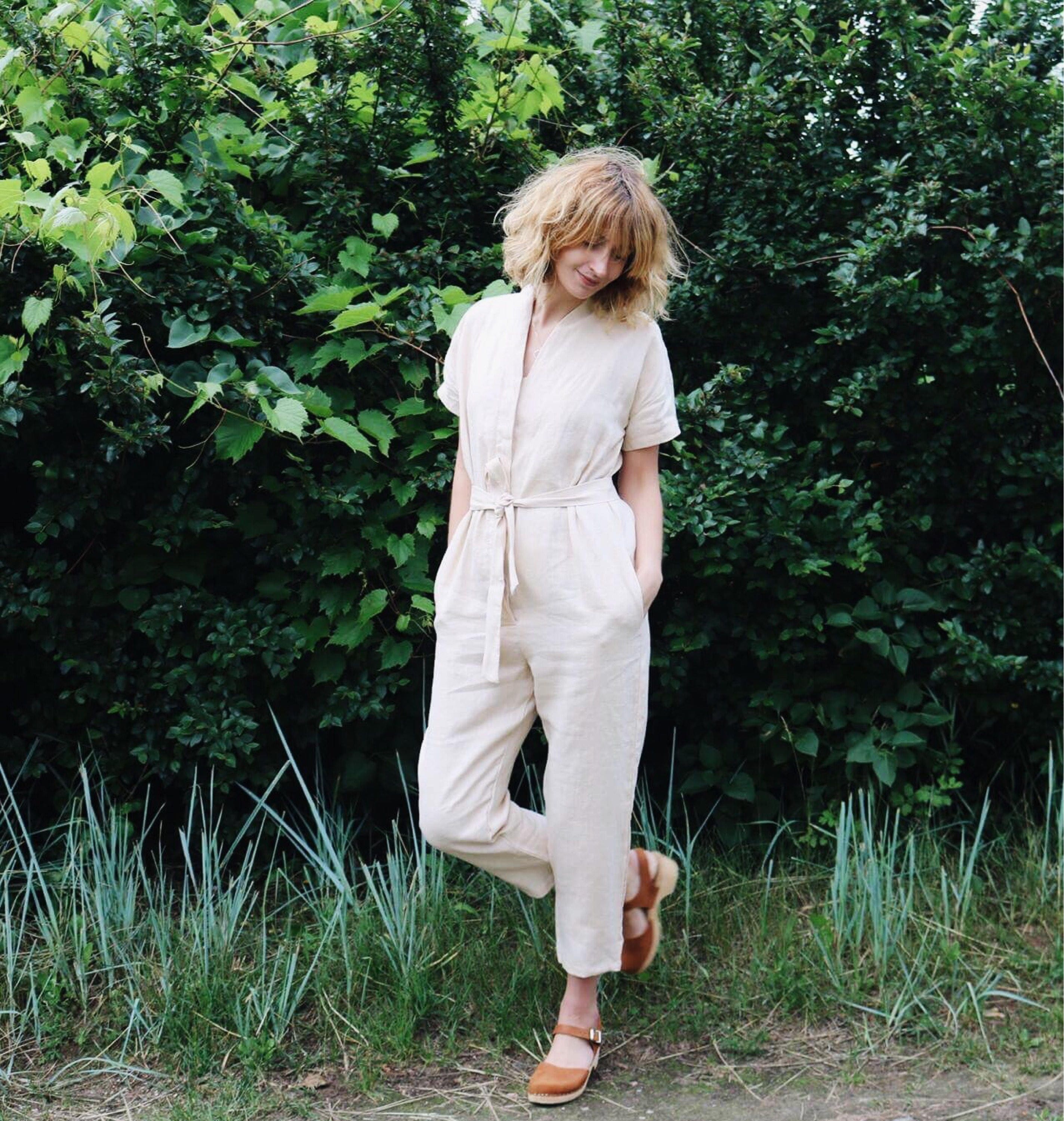 Linen Jumpsuit Linen Jumpsuit Ivory Linen Jumpsuit Short Etsy
