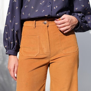 Needlecord wide cropped legs vintage cut pants • OFFON Clothing