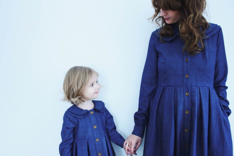 Matching Denim Dresses Mother Daughter Dress Set Handmade by OFFON image 2