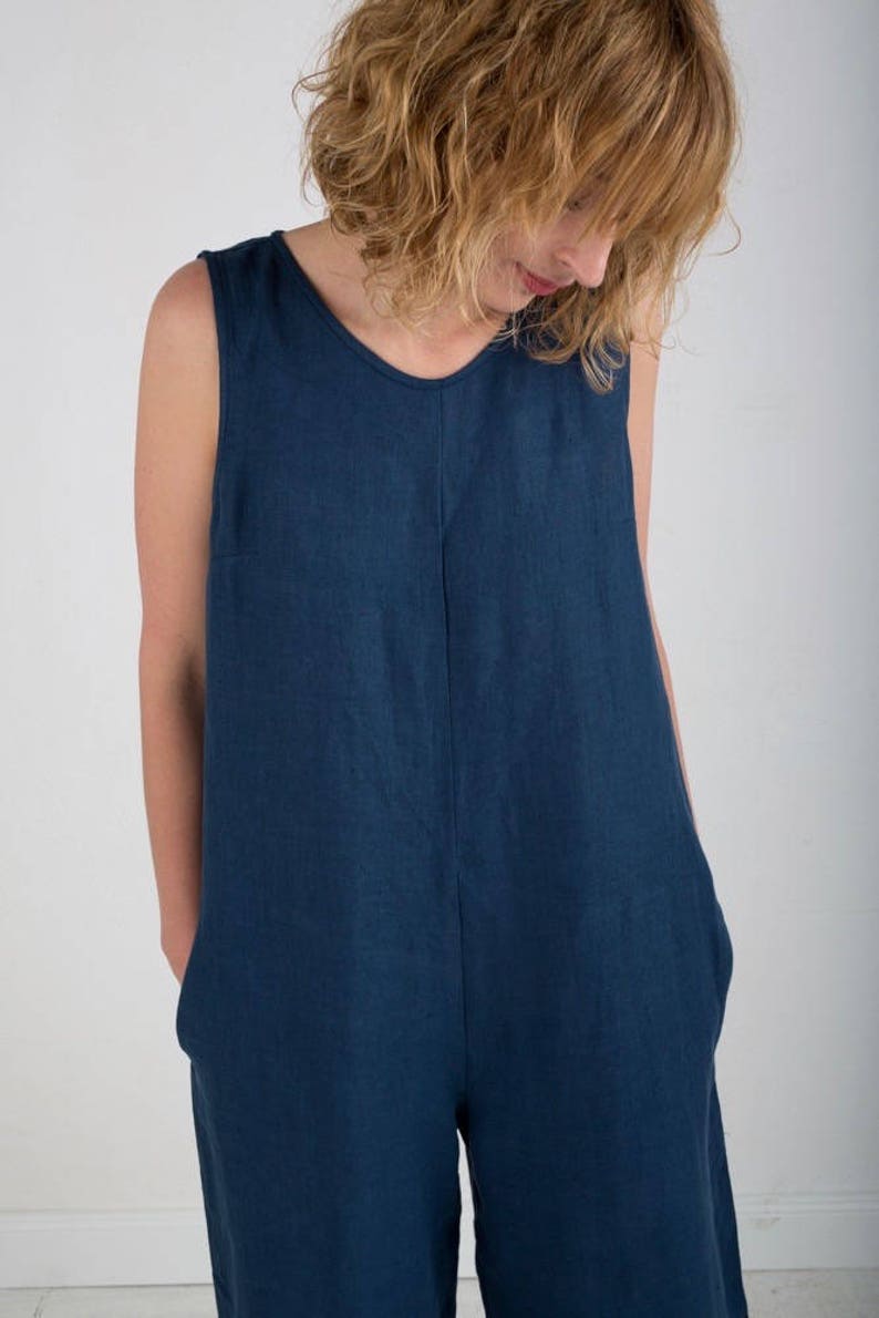 Linen Sleeveless Oversized Jumpsuit / Handmade by OFFON Etsy