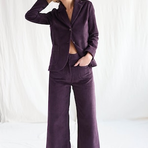 Eggplant wide wale corduroy blazer OFFON Clothing image 2