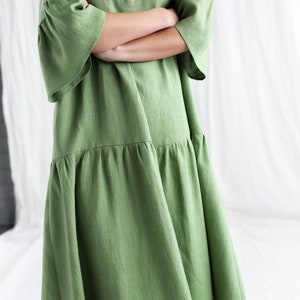 Foliage Linen Tiered Dress ADELE OFFON CLOTHING - Etsy