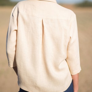Classic linen shirt in ivory / Button up linen top / OFFON CLOTHING image 7