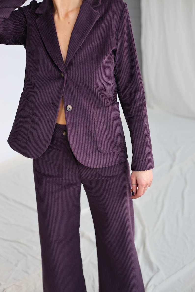 Eggplant wide wale corduroy blazer OFFON Clothing image 8