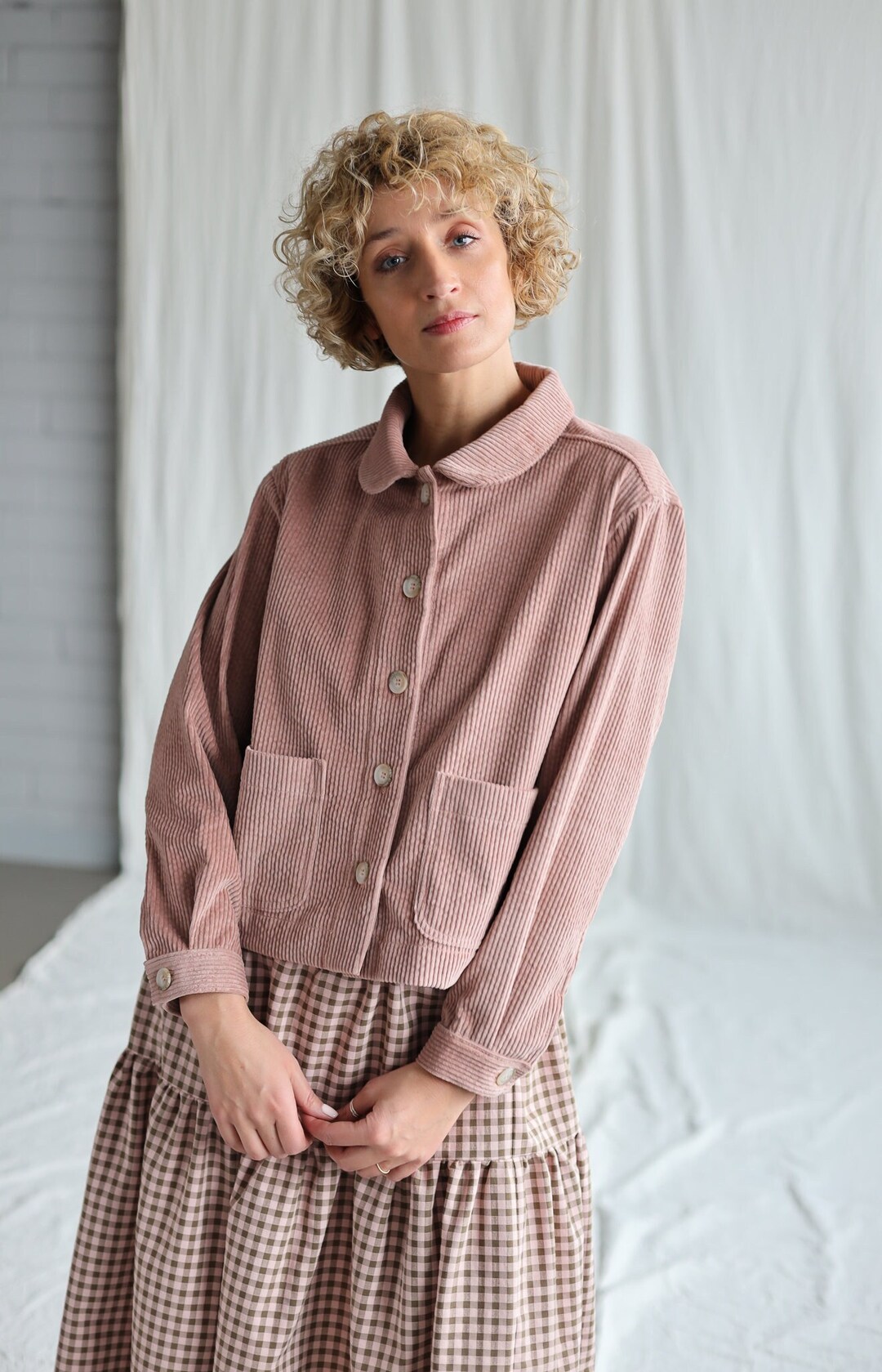 Wide Wale Cord Peter Pan Collar Boxy Jacket • OFFON Clothing Wide Wale Cord Peter Pan Collar Boxy Jacket • OFFON Clothing