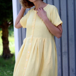 Button up linen summer dress / OFFON Clothing image 5