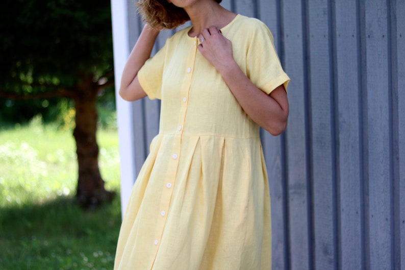 Button up linen summer dress / OFFON Clothing image 5