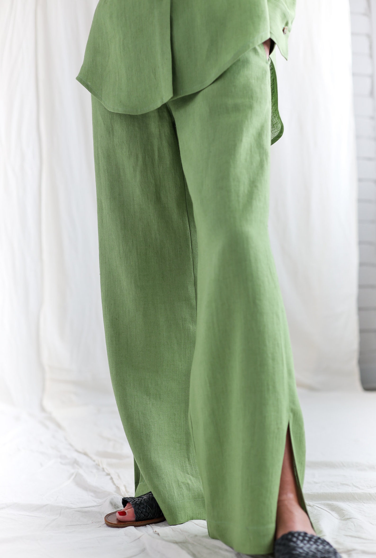 Linen Palazzo Elasticated Waist Pants OFFON Clothing - Etsy