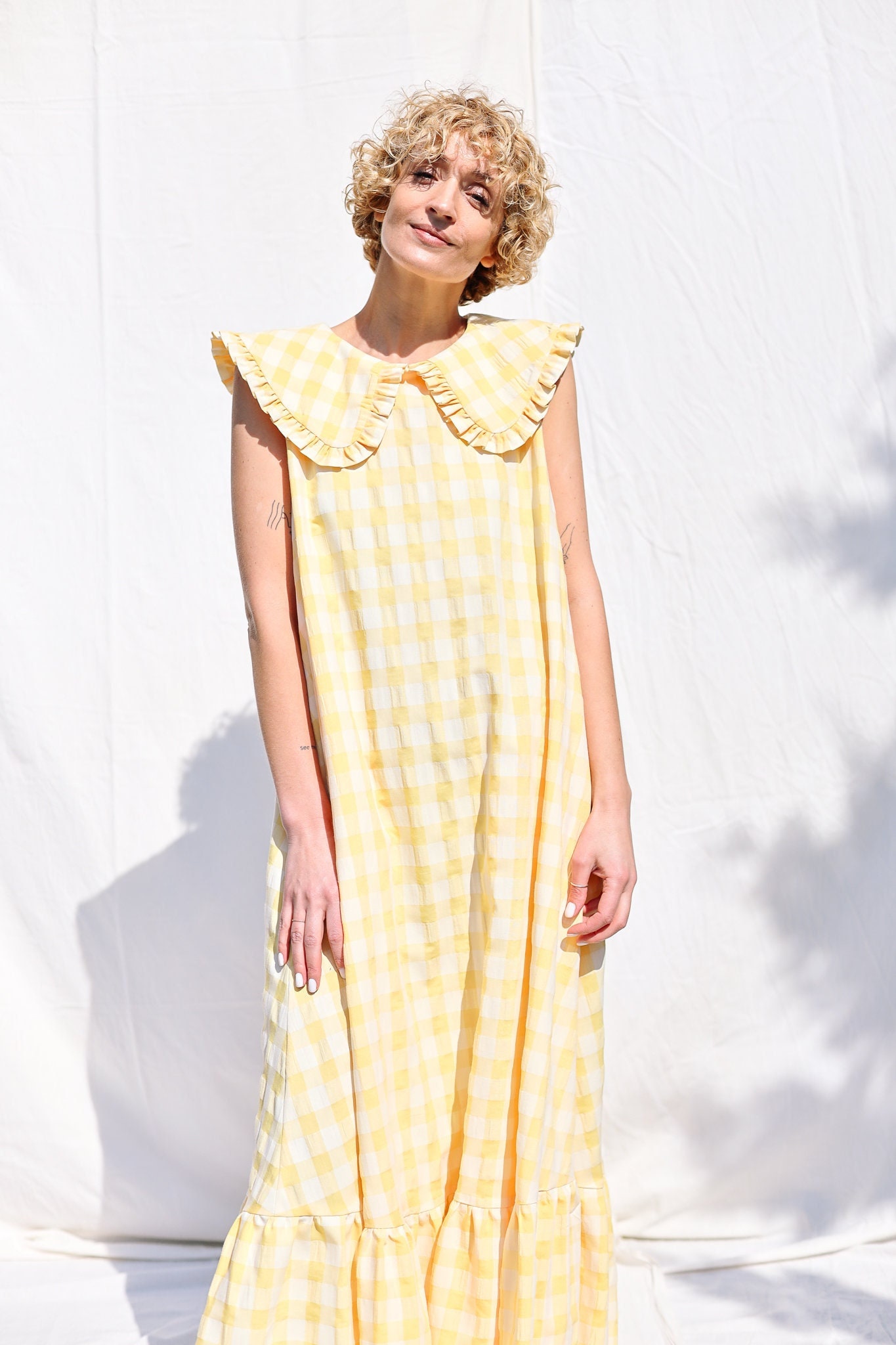 louren ローレン　 stand collar check dress louren ローレン stand collar check dress