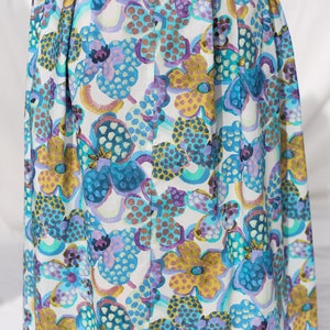 Blue floral print silky cotton pleated skirt OFFON CLOTHING image 3