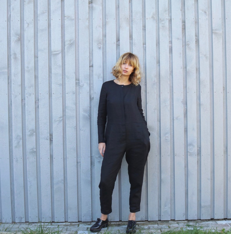 linen jumpsuit long sleeve