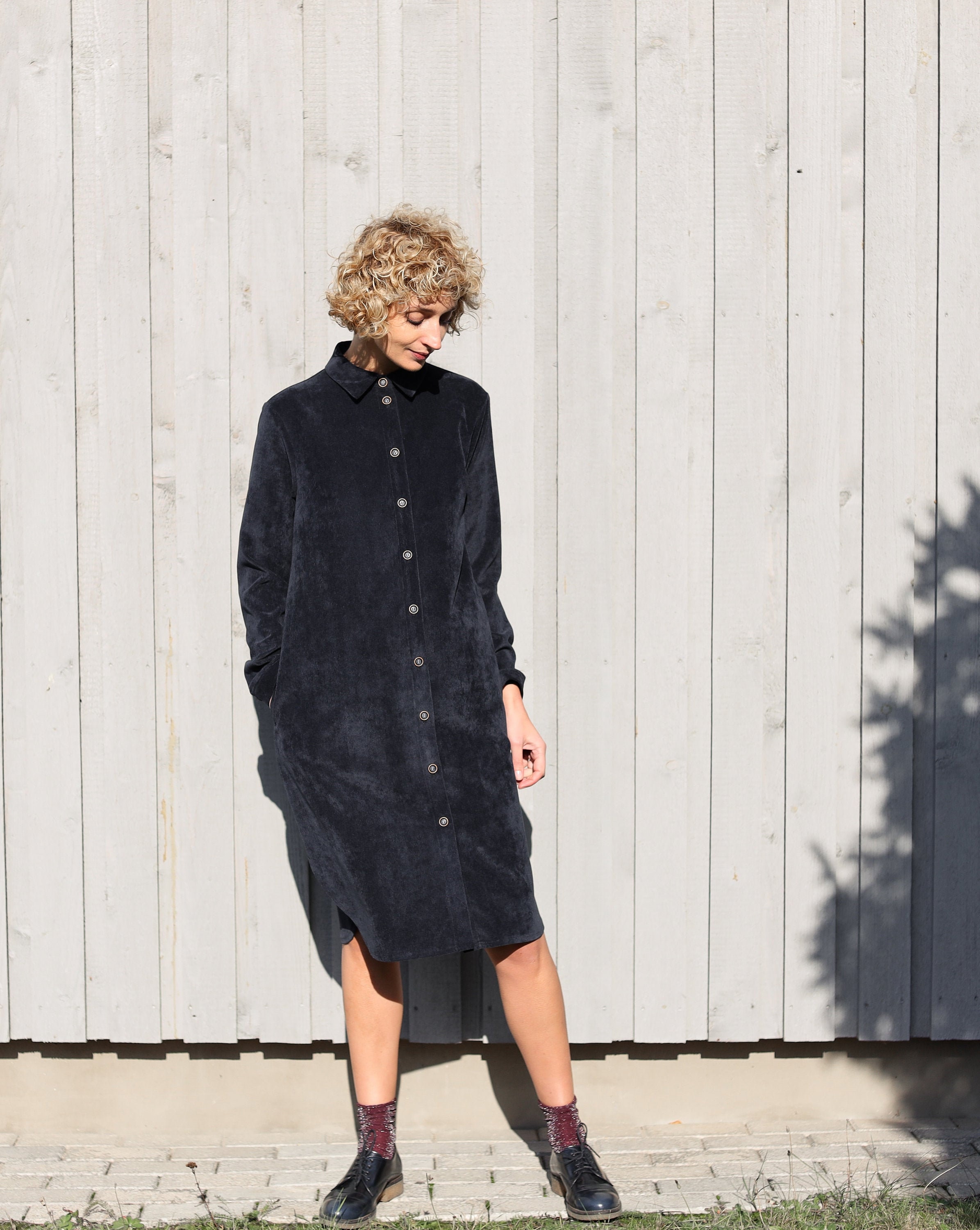 cold shoulder dress Long Sleeve Corduroy Girls Casual Dress main image 1