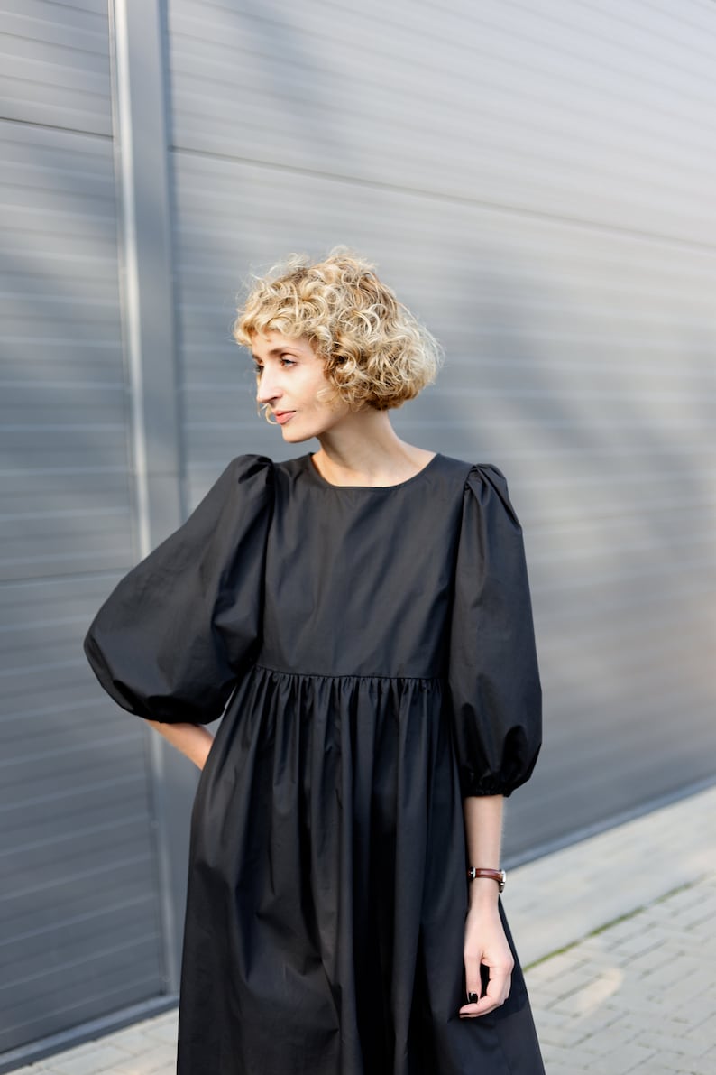 Adelyn Balloon Sleeve Dress Black