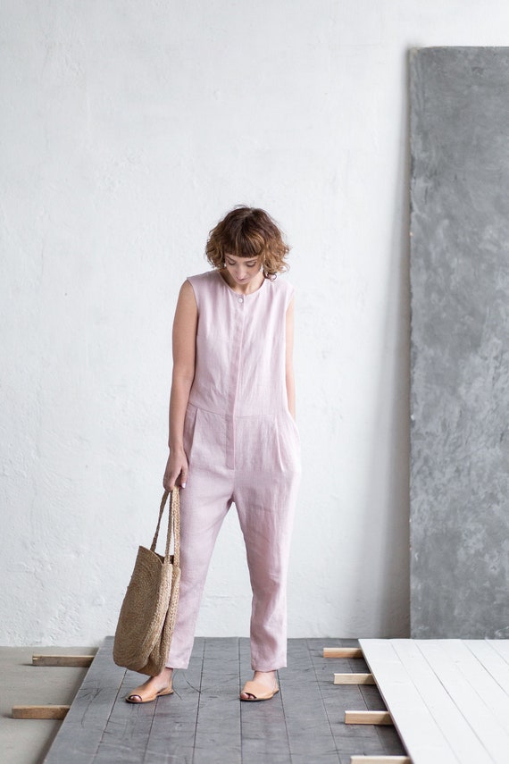 Sleeveless Linen Women Jumpsuit 
