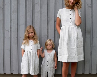 Matching Dress - Linen Dress - Matching Mommy and Me Striped Dresses - Matching Linen Outfit - Handmade by OFFON