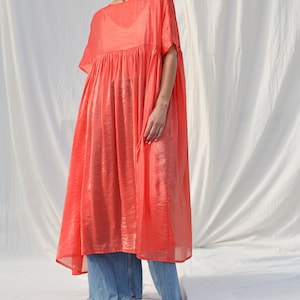 Coral viscose organza oversized dress SILVINA OFFON CLOTHING image 3