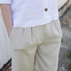 Linen high waist shorts / OFFON CLOTHING image 5