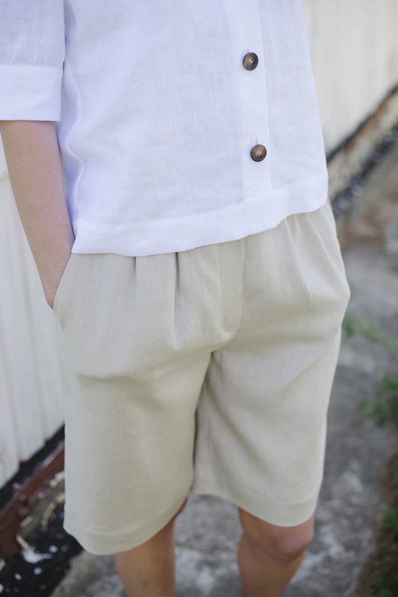Linen high waist shorts / OFFON CLOTHING image 5
