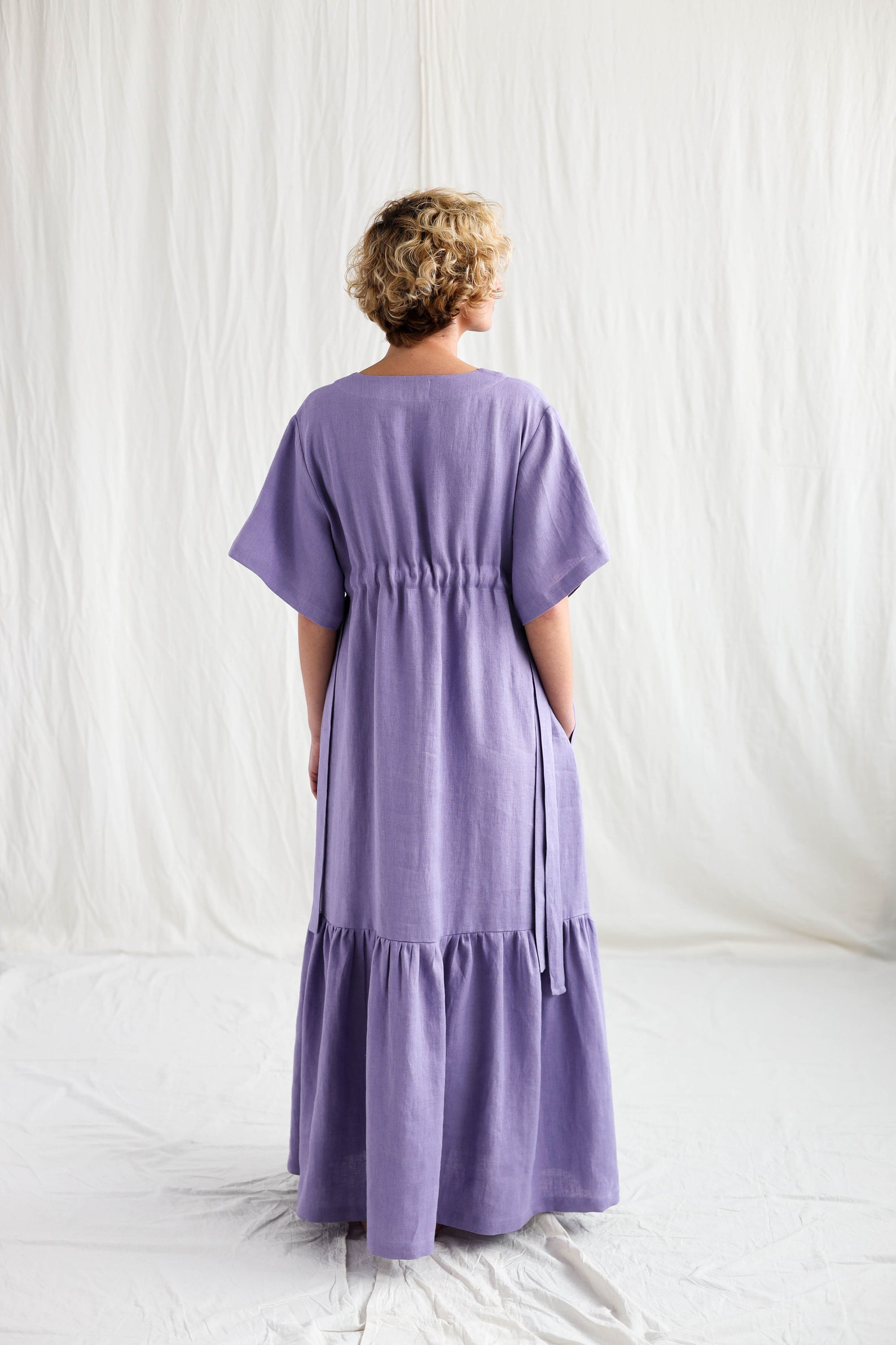 Lavender Linen Maxi Dress With Adjustable Waist Ties OFFON - Etsy