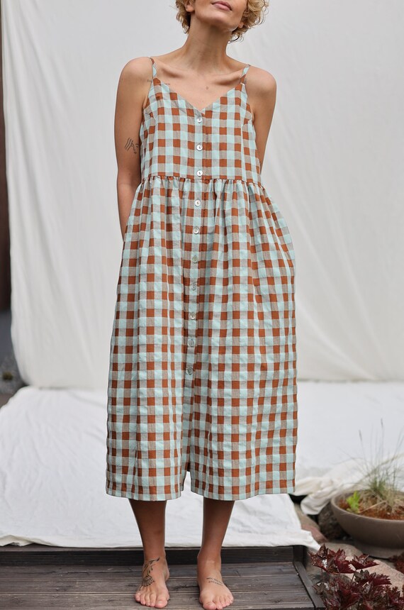 Sleeveless Sundress in Seersucker Checks ELOISE / OFFON