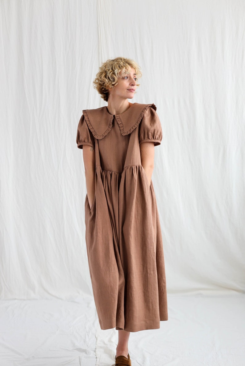 Hazel linen puritan collar shops dress MARTA / OFFON Clothing