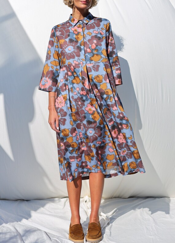 Flower print sale shirt dress