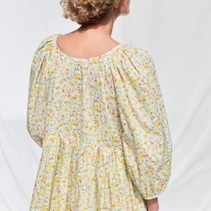 Reversible oversized floral print summer dress yellow INKY FIELDS OFFON Clothing zdjęcie 3