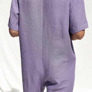 Loose linen V-neck jumpsuit / OFFON CLOTHING image 7