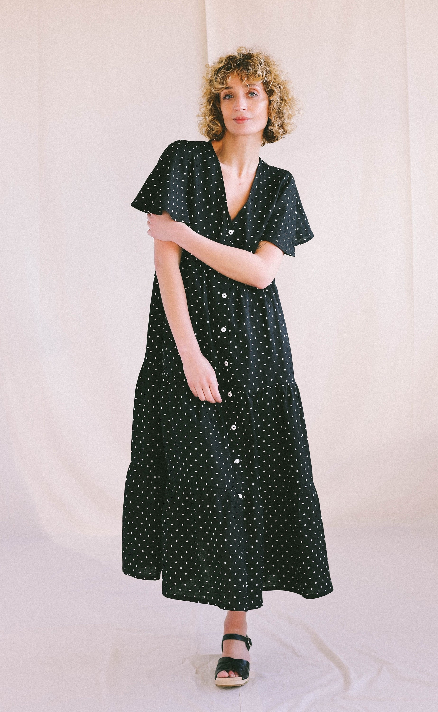 Maxi Tiered Linen Dress Handmade by OFFON Clothing - Etsy UK
