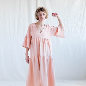 Linen Tiered Dress ADELE Handmade by OFFON image 8