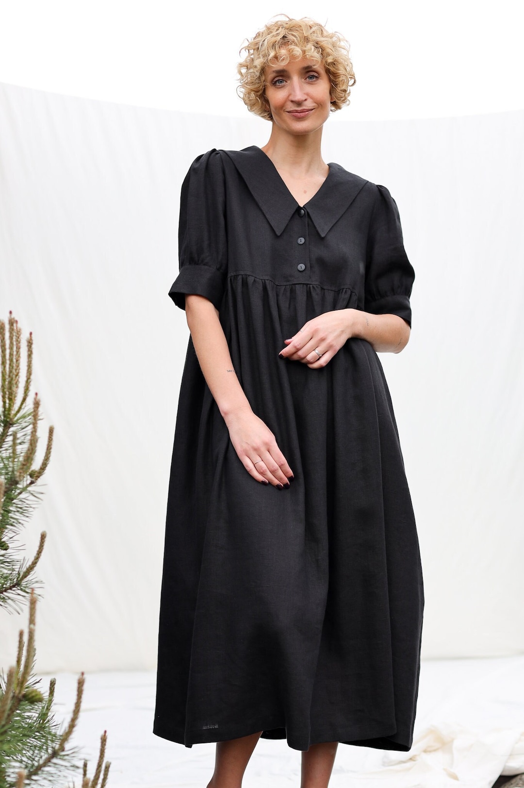 ワンピース ETMON Detachable Sailor Collar Dress, Black Zoki Japan Sweet Sailor Collar Black Dress Women 4Xl