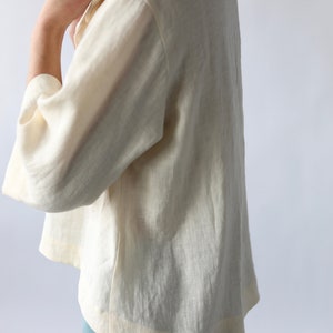 Linen revere collar shirt / OFFON CLOTHING image 4