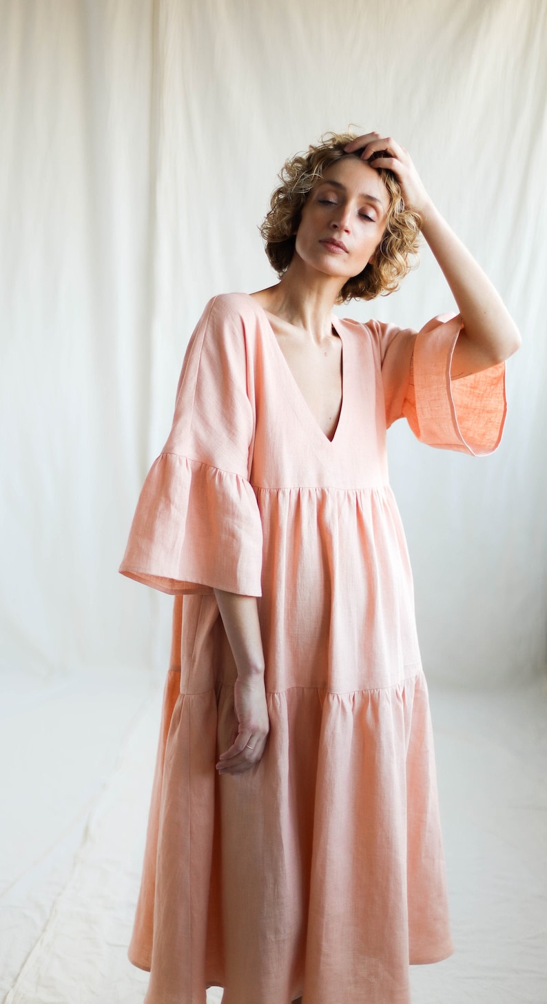 Linen Tiered Dress ADELE - Handmade by OFFON