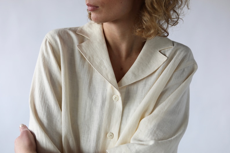 Linen revere collar shirt / OFFON CLOTHING