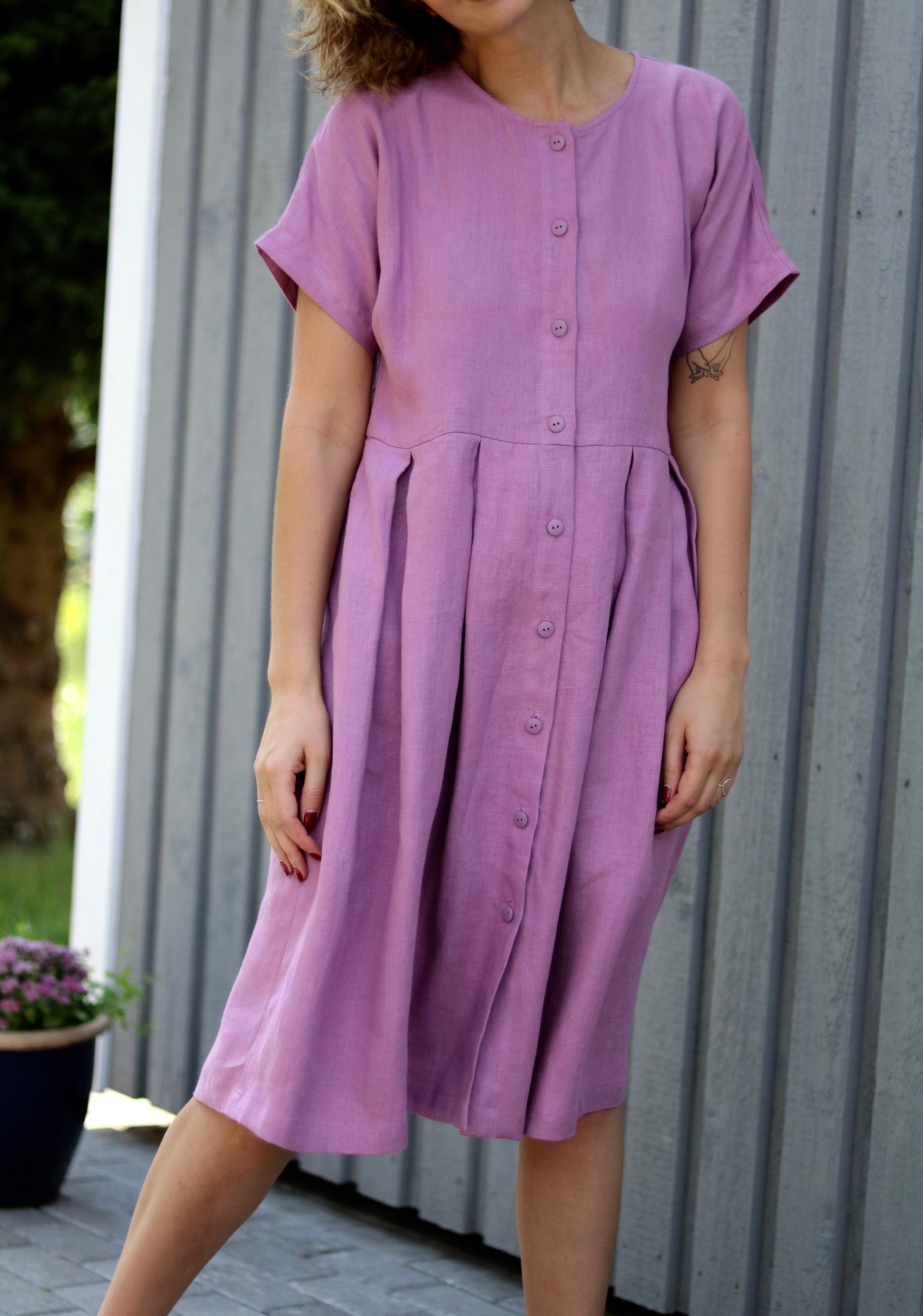 Button up Linen Dress/linen Summer Dress for Women/offon | Etsy Canada