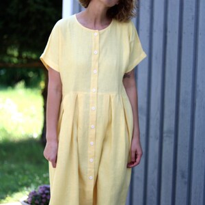 Button up linen summer dress / OFFON Clothing image 4