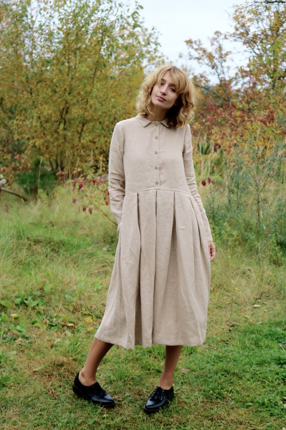 long sleeve linen maxi dress