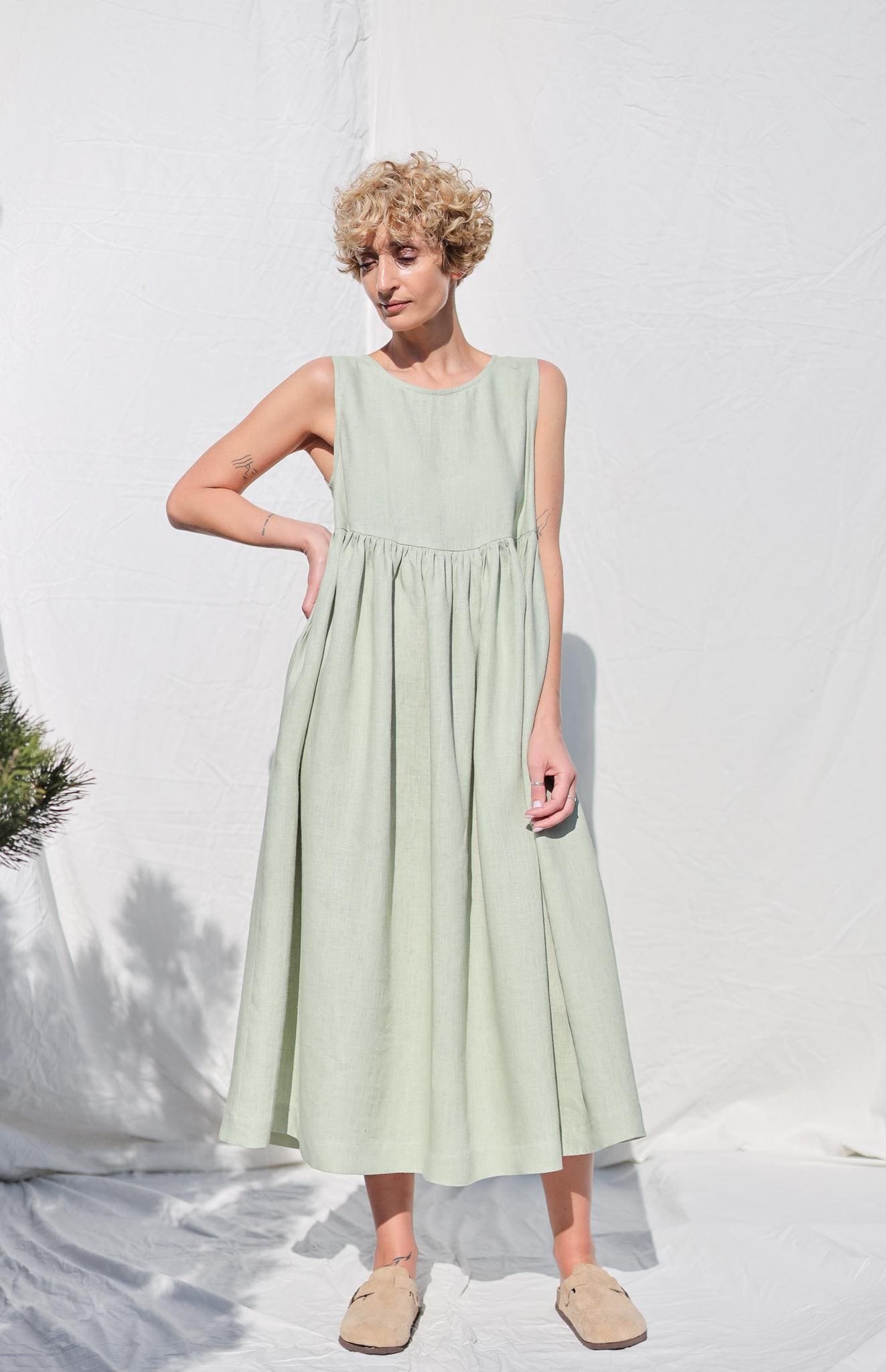 light green smock dress Basil Smock Midi Dress: Shop Romantic & Flowy Dresses
