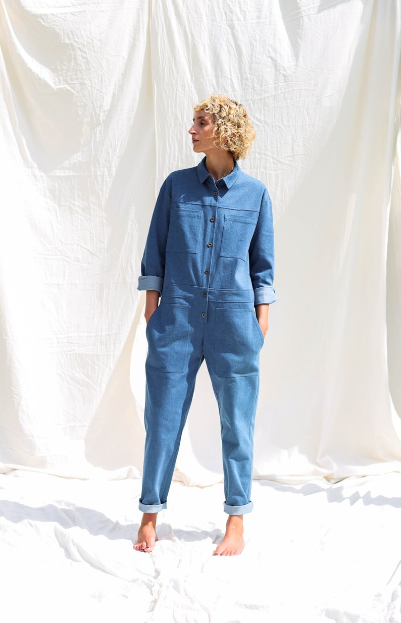 Denim long sleeve utility coverall AMBRE OFFON CLOTHING image 1