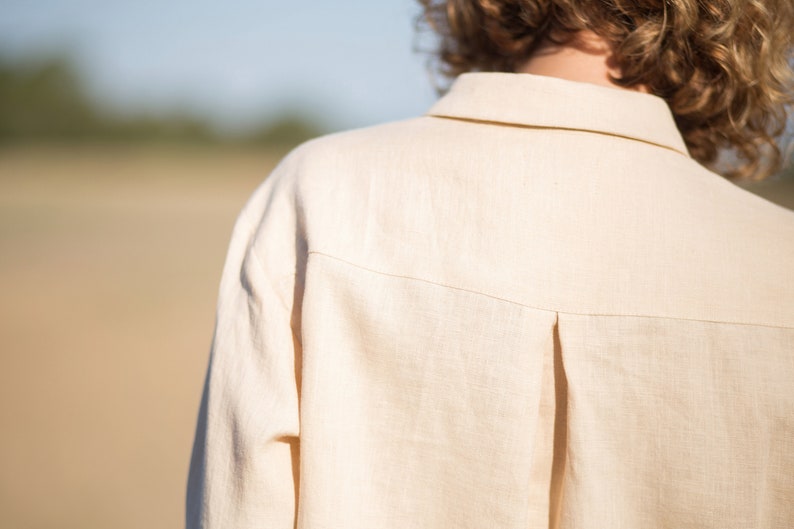 Classic linen shirt in ivory / Button up linen top / OFFON CLOTHING image 5