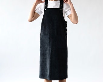 Pinafore Women Dress / Black Dungaree Dress / Cord Pinafore Dress / OFFON  CLOTHING -  UK