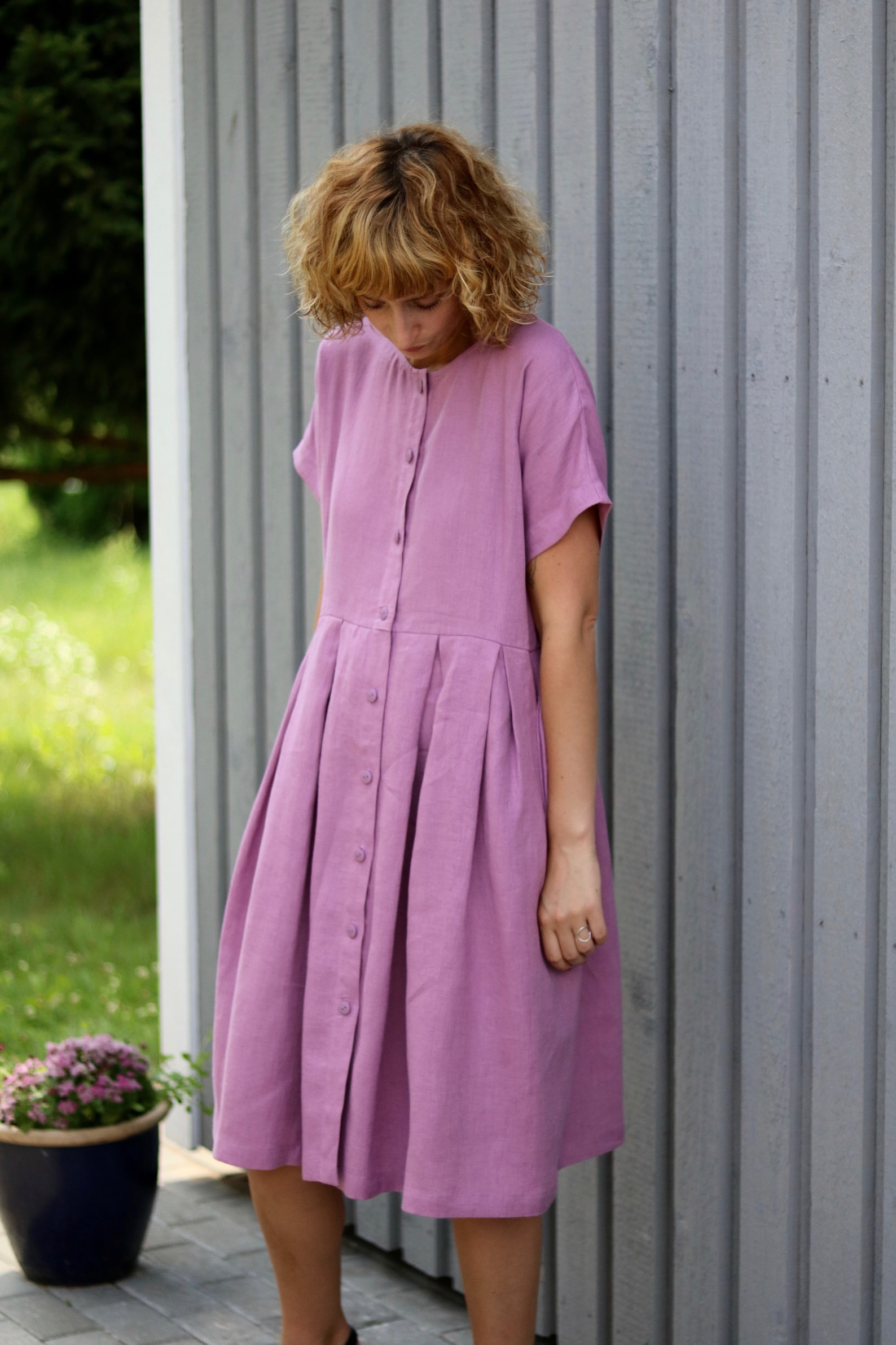 Button up Linen Dress/linen Summer Dress for Women/offon | Etsy
