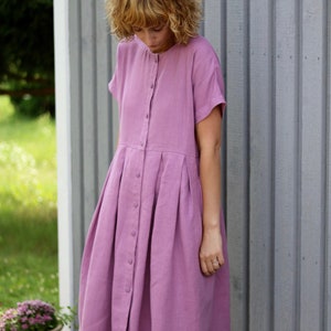 Button up Linen Dress/linen Summer Dress for Women/offon - Etsy